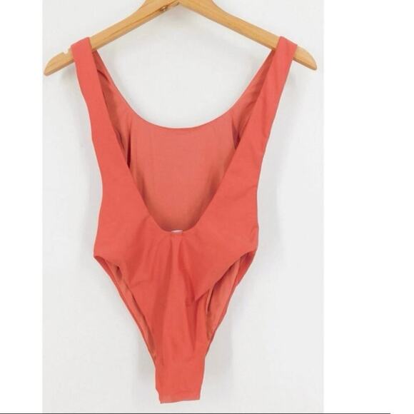 Aerie Other - Aerie Scoop Neck One Piece Minimalist Swimsuit Open Back Orange Size m